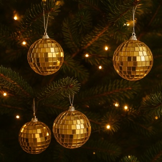 Bombki choinkowe 6cm zestaw 4szt lustrzane ozdoba bombka na choinkę złoty