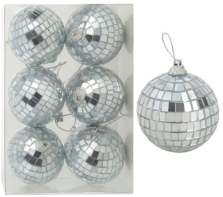 Bombki choinkowe 6cm zestaw 6szt lustrzane ozdoba bombka na choinkę srebrny