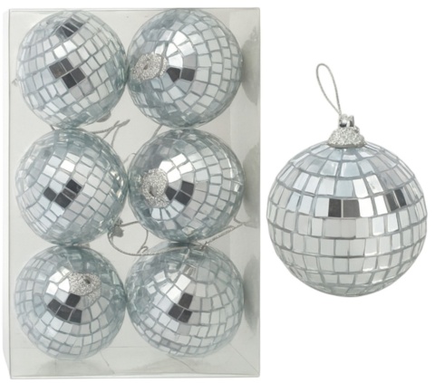 Bombki choinkowe 6cm zestaw 6szt lustrzane ozdoba bombka na choinkę srebrny