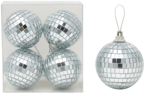 Bombki choinkowe 7cm zestaw 4szt lustrzane ozdoba bombka na choinkę srebrny