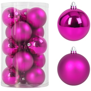 Bombki choinkowe 8cm zestaw 15szt ozdoba bombka na choinkę fuksja