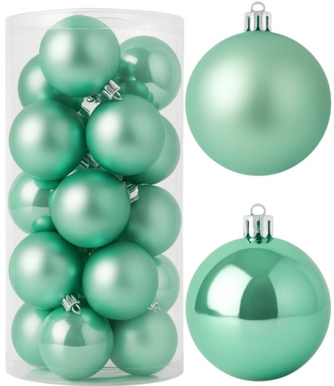 Bombki choinkowe 8cm zestaw 15szt ozdoba bombka na choinkę miętowy