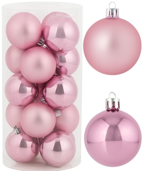 Bombki choinkowe 8cm zestaw 15szt ozdoba bombka na choinkę różowy