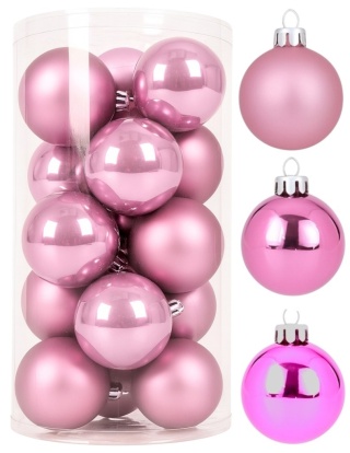 Bombki choinkowe 8cm zestaw 15szt ozdoba bombka na choinkę różowy