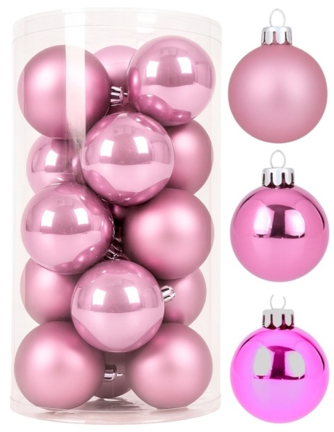 Bombki choinkowe 8cm zestaw 15szt ozdoba bombka na choinkę różowy