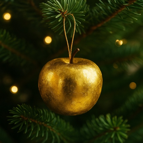 Bombki choinkowe JABŁKO 5cm zestaw 4szt ozdoba bombka na choinkę złoty
