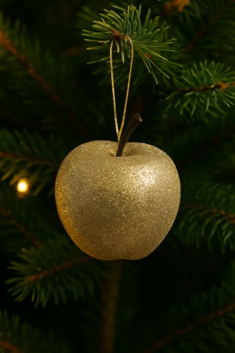 Bombki choinkowe JABŁKO 5cm zestaw 4szt ozdoba na choinkę stare złoto