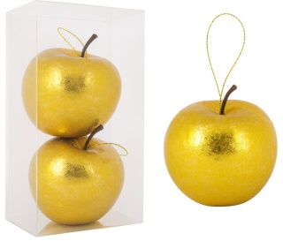 Bombki choinkowe JABŁKO 8cm zestaw 2szt ozdoba bombka na choinkę złoty