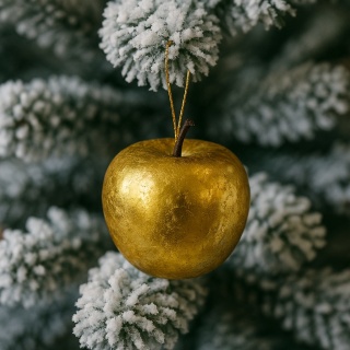 Bombki choinkowe JABŁKO 8cm zestaw 2szt ozdoba bombka na choinkę złoty