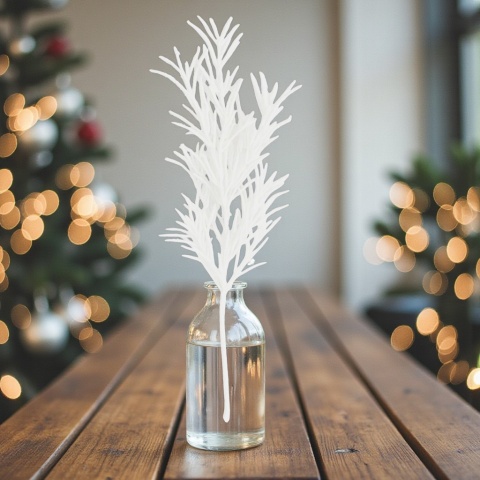 Dekoracja świąteczna ozdoba gałązka sztuczna 39cm biała