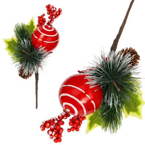 Dekoracja świąteczna ozdoba gałązka sztuczna stroik 22cm