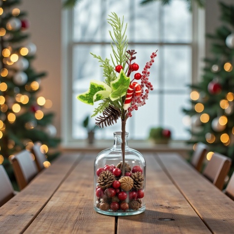 Dekoracja świąteczna ozdoba gałązka sztuczna stroik 34cm