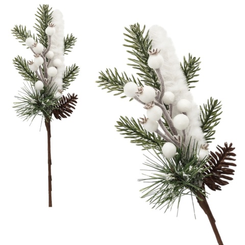 Dekoracja świąteczna ozdoba gałązka sztuczna stroik 37cm