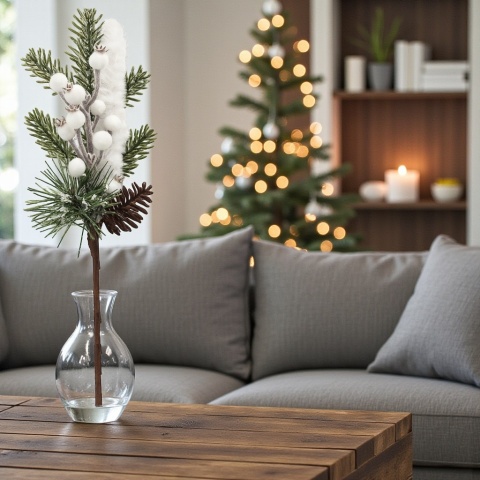 Dekoracja świąteczna ozdoba gałązka sztuczna stroik 37cm