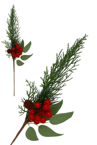 Dekoracja świąteczna ozdoba gałązka sztuczna stroik 42cm