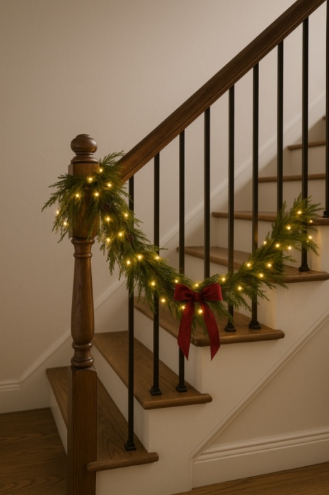 Długa świąteczna sztuczna girlanda ozdobna dekoracja 173cm