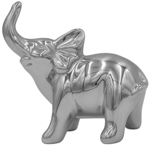 Figurka ceramiczna SŁOŃ słonik na szczęście srebrny