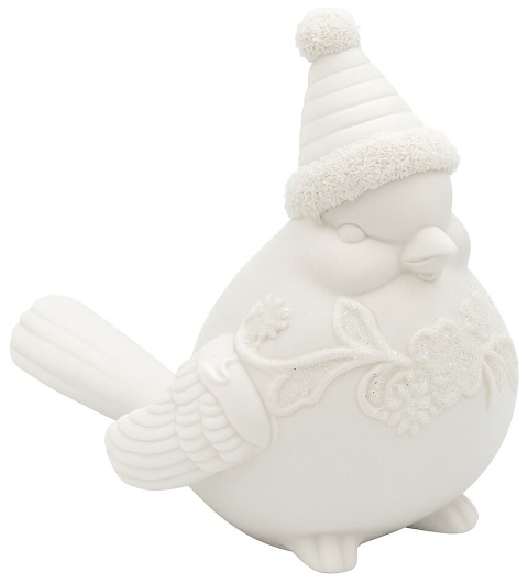 Figurka ceramiczna ozdoba dekoracja PTASZEK 12cm biały