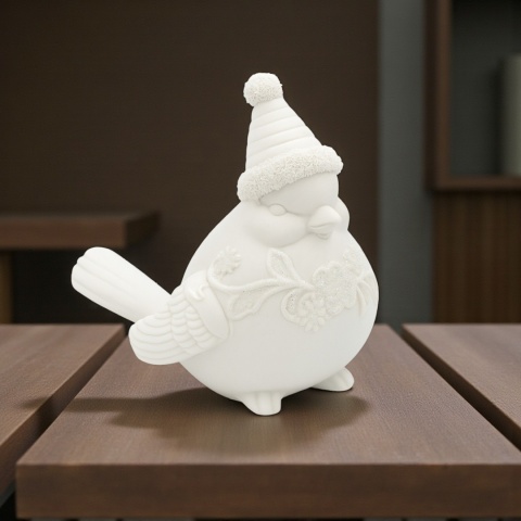 Figurka ceramiczna ozdoba dekoracja PTASZEK 12cm biały