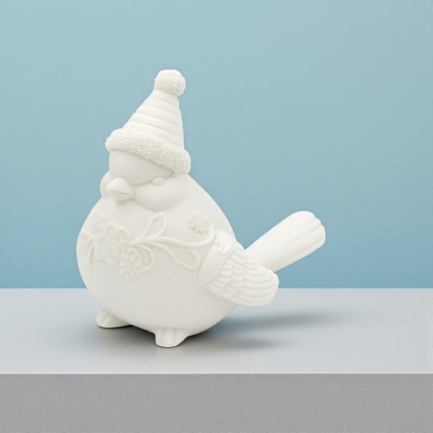 Figurka ceramiczna ozdoba dekoracja PTASZEK 12cm biały