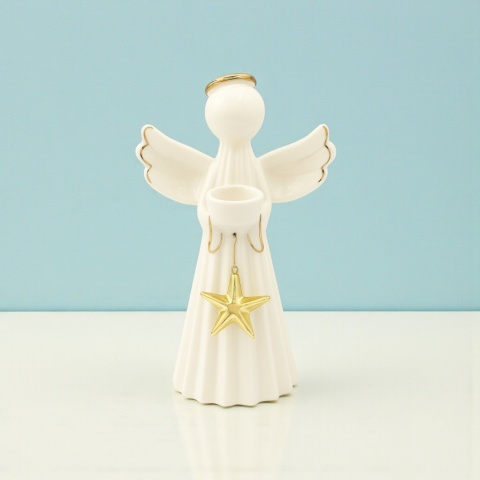 Figurka ceramiczna ozdoba dekoracja piękny ANIOŁ 20cm biały