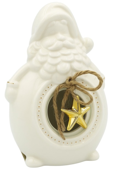 Figurka ceramiczna ozdoba dekoracja piękny MIKOŁAJ 14cm biały