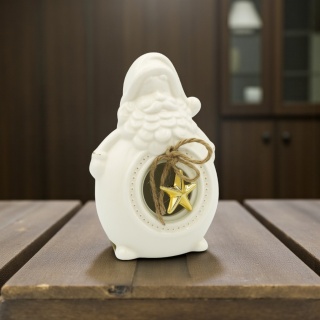 Figurka ceramiczna ozdoba dekoracja piękny MIKOŁAJ 14cm biały