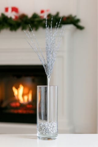 Gałązka sztuczna 70cm ozdoba dekoracja świąteczna stroik srebrny