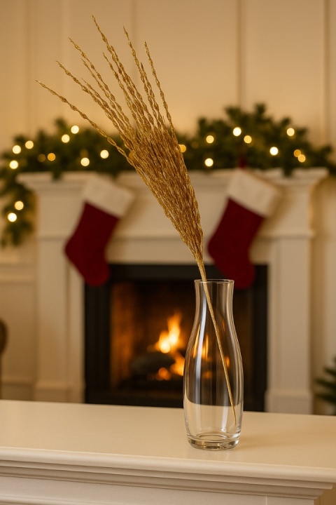 Gałązka sztuczna 70cm ozdoba dekoracja świąteczna stroik złoty