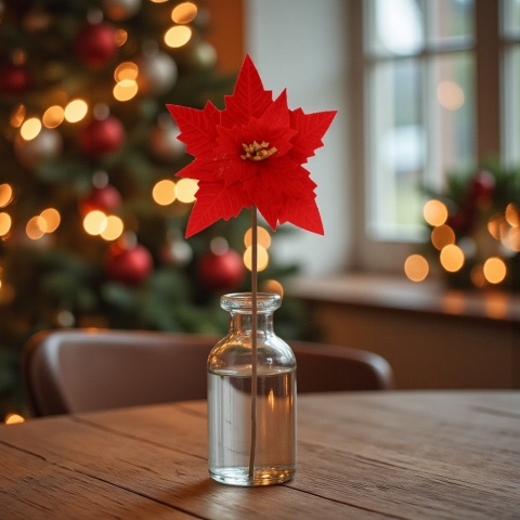 Gwiazda betlejemska poinsecja na piku kwiat ozdoba dekoracja świąteczna