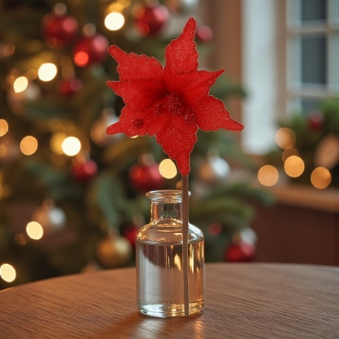 Gwiazda betlejemska poinsecja na piku kwiat ozdoba dekoracja świąteczna