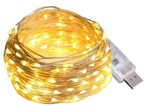 Lampki choinkowe USB druciki dekoracja 100 LED 10m biały ciepły