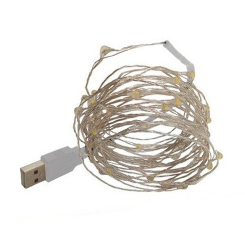 Lampki choinkowe USB druciki dekoracja 100 LED 10m biały ciepły