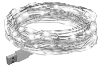 Lampki choinkowe USB druciki dekoracja 50 LED 5m biały zimny