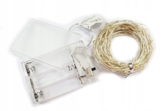 Lampki choinkowe druciki dekoracja 100 LED 10m na baterie biały zimny