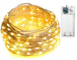 Lampki choinkowe druciki dekoracja 30 LED 3m na baterie biały ciepły