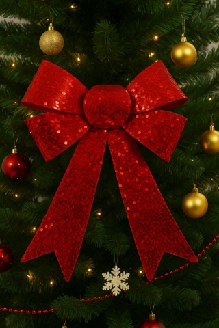 Piękna Dekoracyjna Kokarda Kokardka czerwona cekiny cekinowa duża 40x32cm