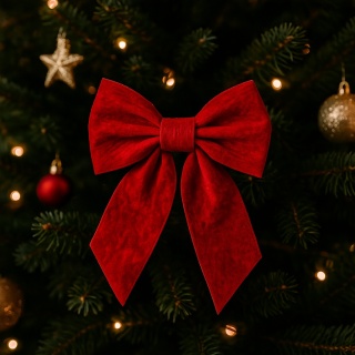 Piękna Dekoracyjna Kokarda Kokardka ozdoba świąteczna czerwona 13x11cm 3szt