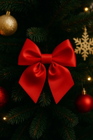 Piękna Dekoracyjna Kokarda Kokardka ozdoba świąteczna czerwona 14x14cm