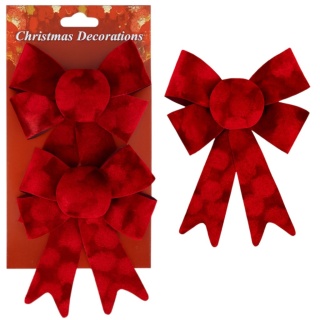 Piękna Dekoracyjna Kokarda Kokardka ozdoba świąteczna czerwona 17x13cm 2szt