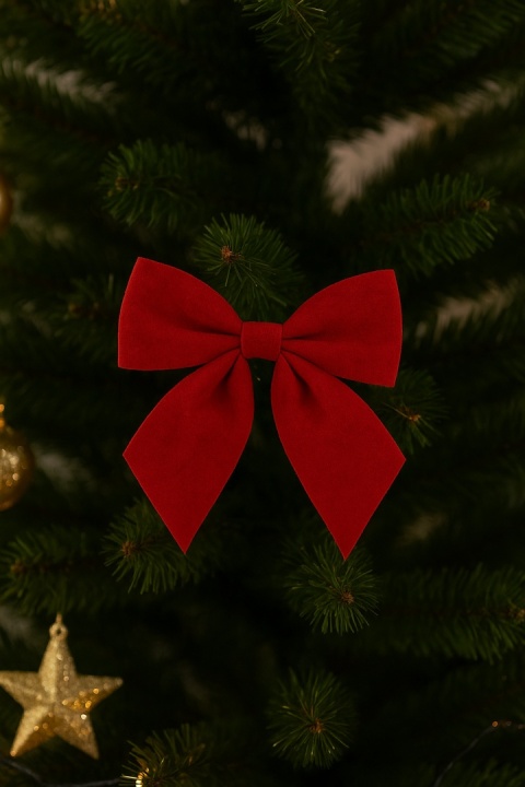 Piękna Dekoracyjna Kokarda Kokardka ozdoba świąteczna czerwona 9x11cm 3szt