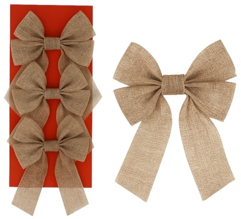 Piękna Dekoracyjna Kokarda Kokardka ozdoba świąteczna naturalna 11x16 3szt