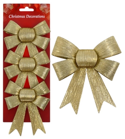 Piękna Dekoracyjna Kokarda Kokardka ozdoba świąteczna złota 13x10cm 3szt