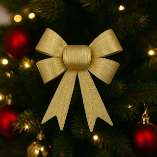 Piękna Dekoracyjna Kokarda Kokardka ozdoba świąteczna złota 13x10cm 3szt