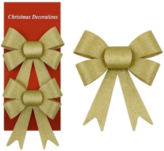 Piękna Dekoracyjna Kokarda Kokardka ozdoba świąteczna złota 15x14cm 2szt
