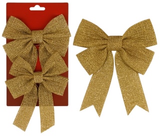 Piękna Dekoracyjna Kokarda Kokardka ozdoba świąteczna złota 19x14cm 2szt
