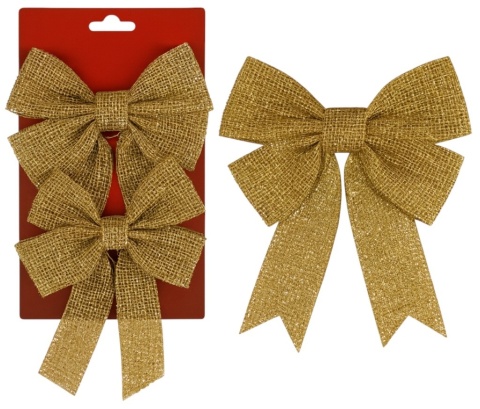 Piękna Dekoracyjna Kokarda Kokardka ozdoba świąteczna złota 19x14cm 2szt