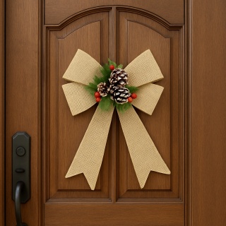 Piękna Dekoracyjna Kokarda ozdoba świąteczna z szyszką 30x25cm