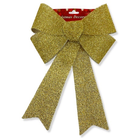 Piękna Dekoracyjna Kokarda ozdoba świąteczna złota świecąca duża 44x30cm