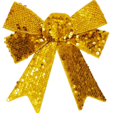 Piękna Dekoracyjna Kokarda złota cekiny cekinowa duża 40x32cm